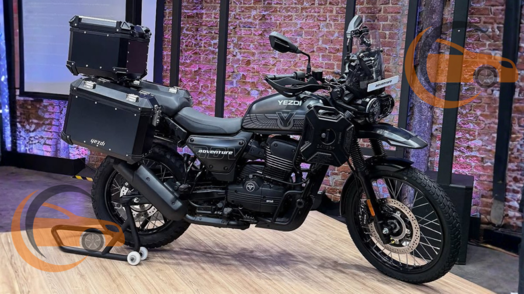 2026 Yezdi Adventure design headlamp tank luggage rack styling